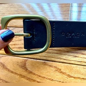 Coach Black Leather Belt with Solid Brass Hardware